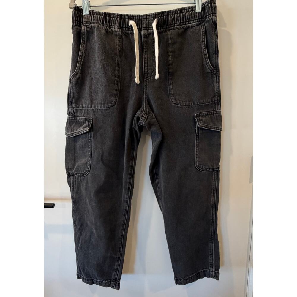 Gap Easy Jean Cargo Pants Mid-Rise Charcoal Faded Size 8 High Ankle 100% Cotton - Picture 2 of 11